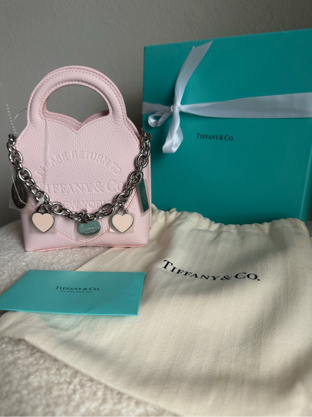 Tiffany & Co. Blush Pink Mini Tote with Charm Chain
